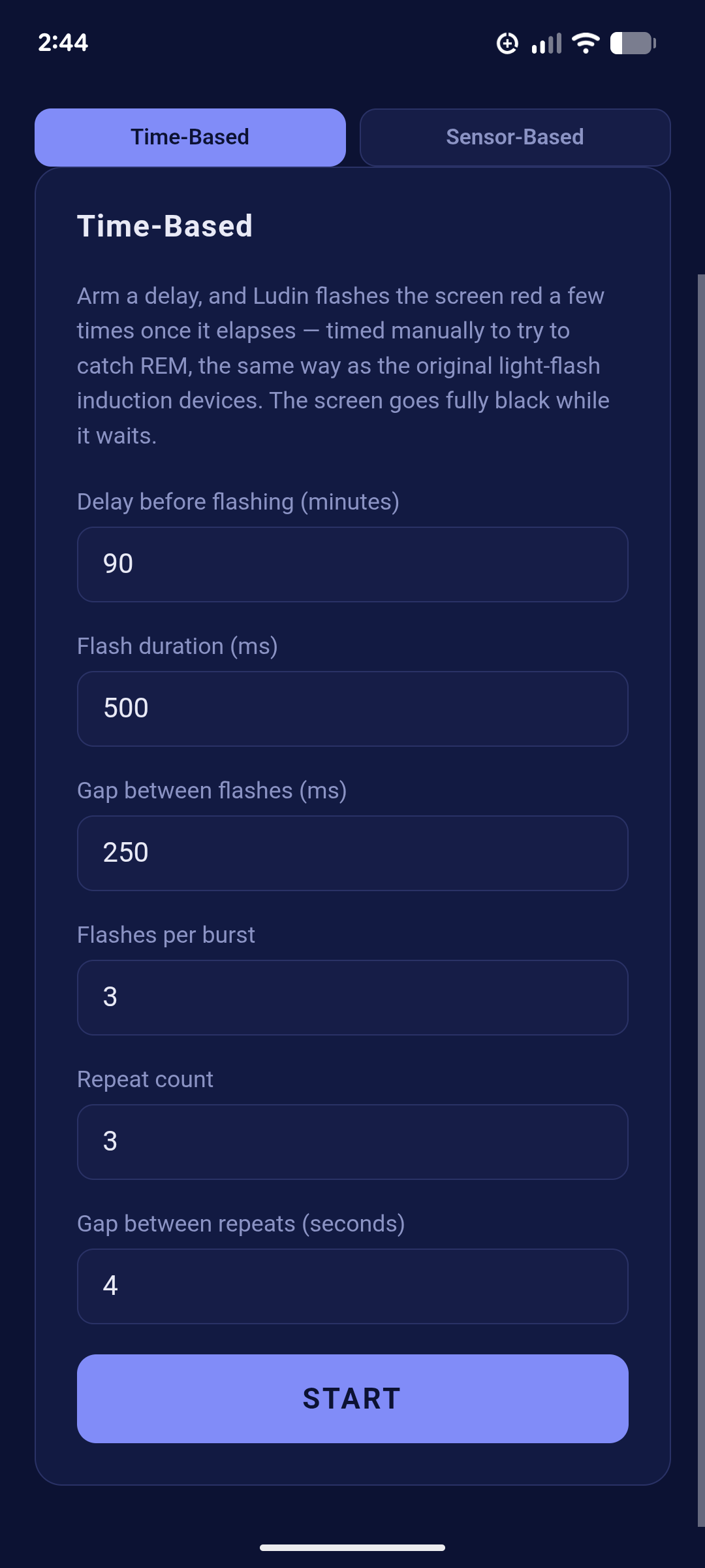 Smart REM › Time-Based with its default burst settings.